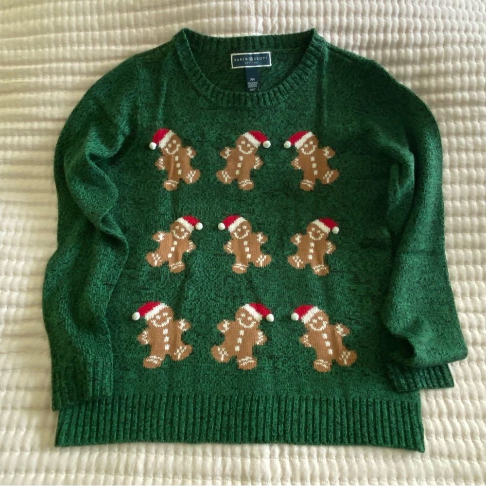 Holiday gingerbread sweater | Green | Petite Medium (NWOT)